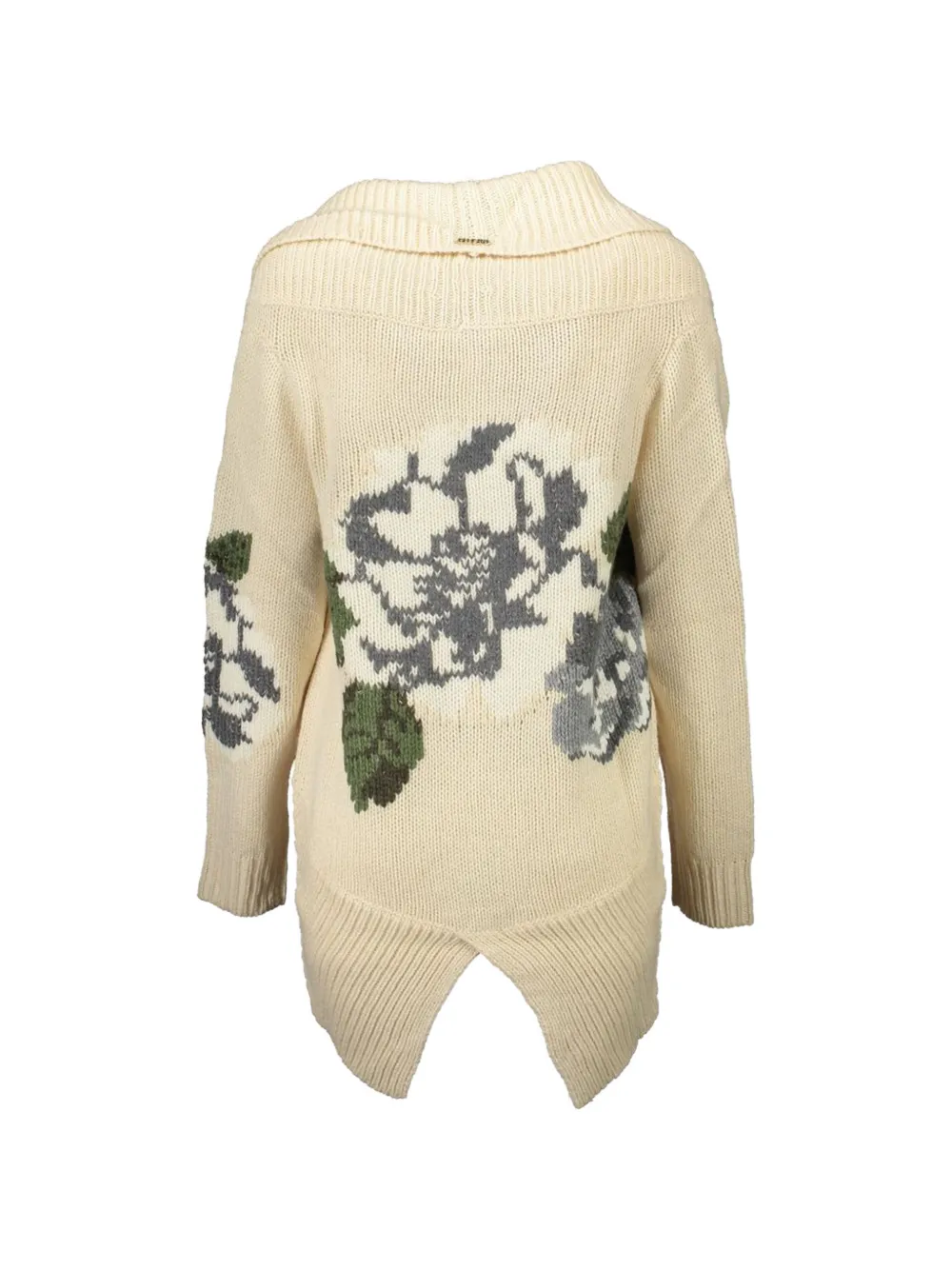 Blugirl Vest met bloemen-intarsia en sjaalrevers Beige