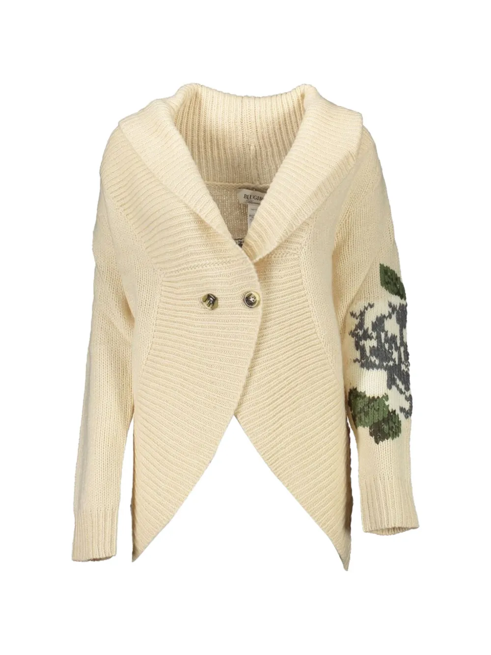 Blugirl floral-intarsia shawl-lapel cardigan - Nude