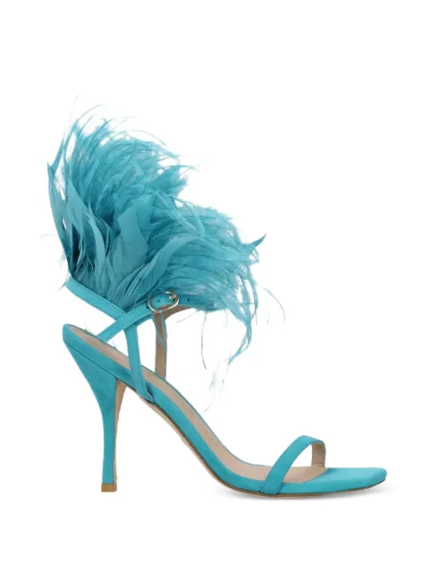 Stuart Weitzman Plume 100 フェザートリム スエードサンダル