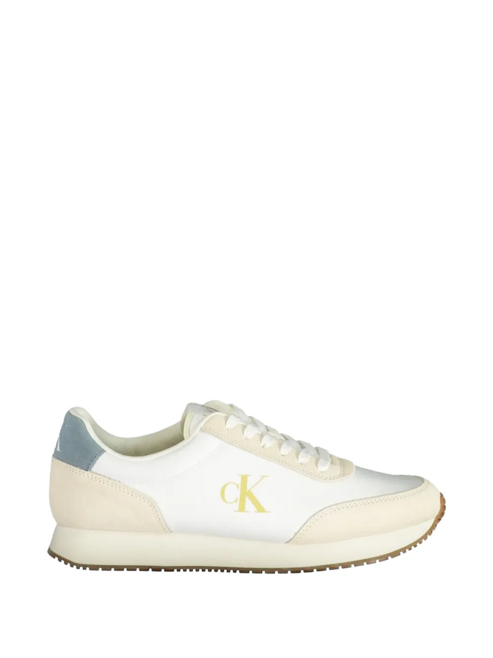 Calvin Klein logo-print suede-panelled sneakers - Weiß