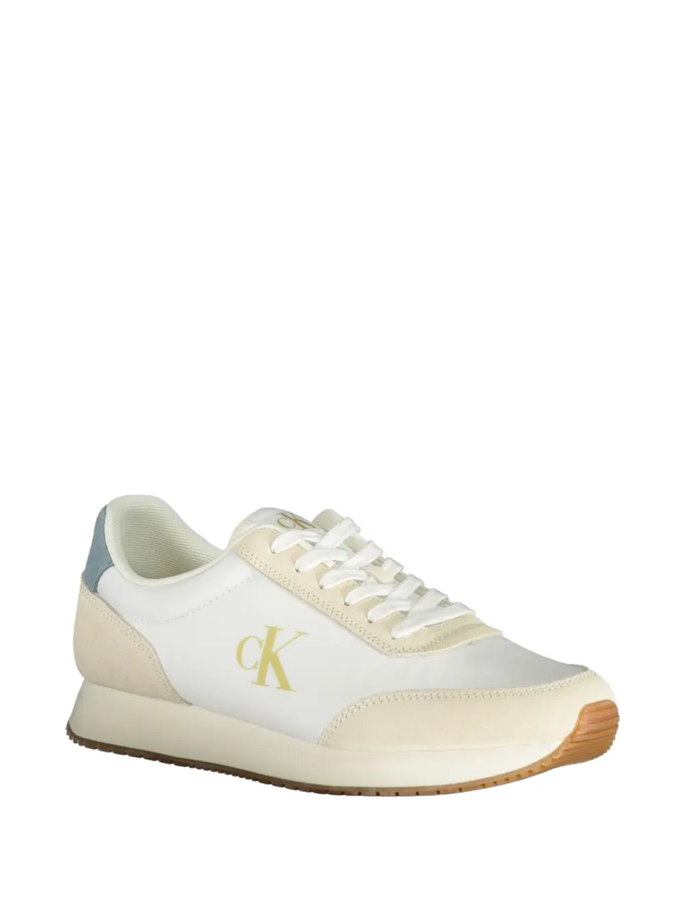 Calvin Klein logo-print suede-panelled sneakers Wit