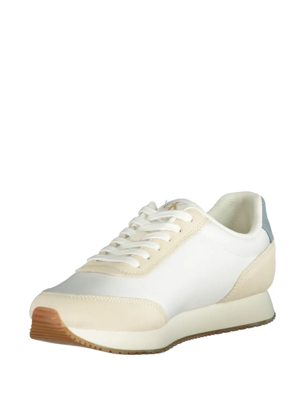 Calvin Klein logo-print suede-panelled sneakers Wit