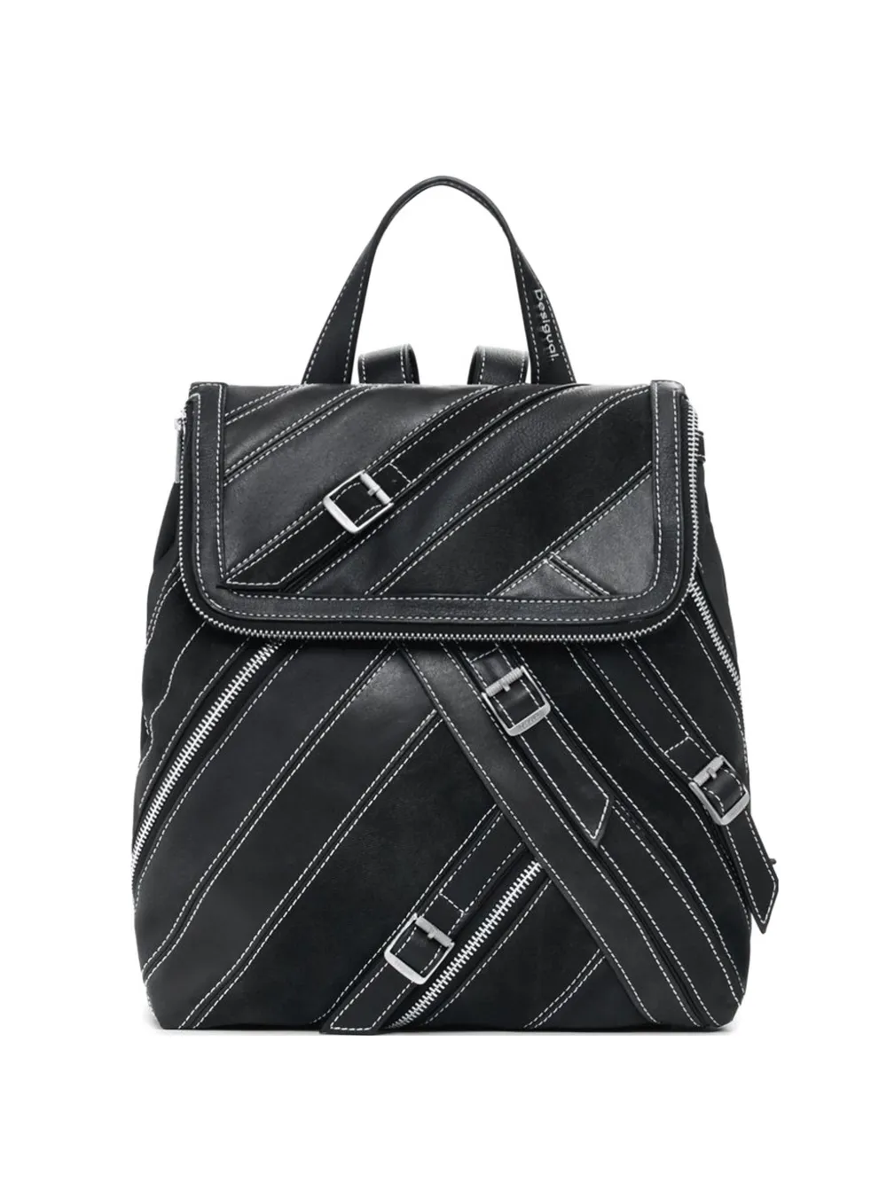 Desigual contrast-stitch buckle-detail backpack - Nero