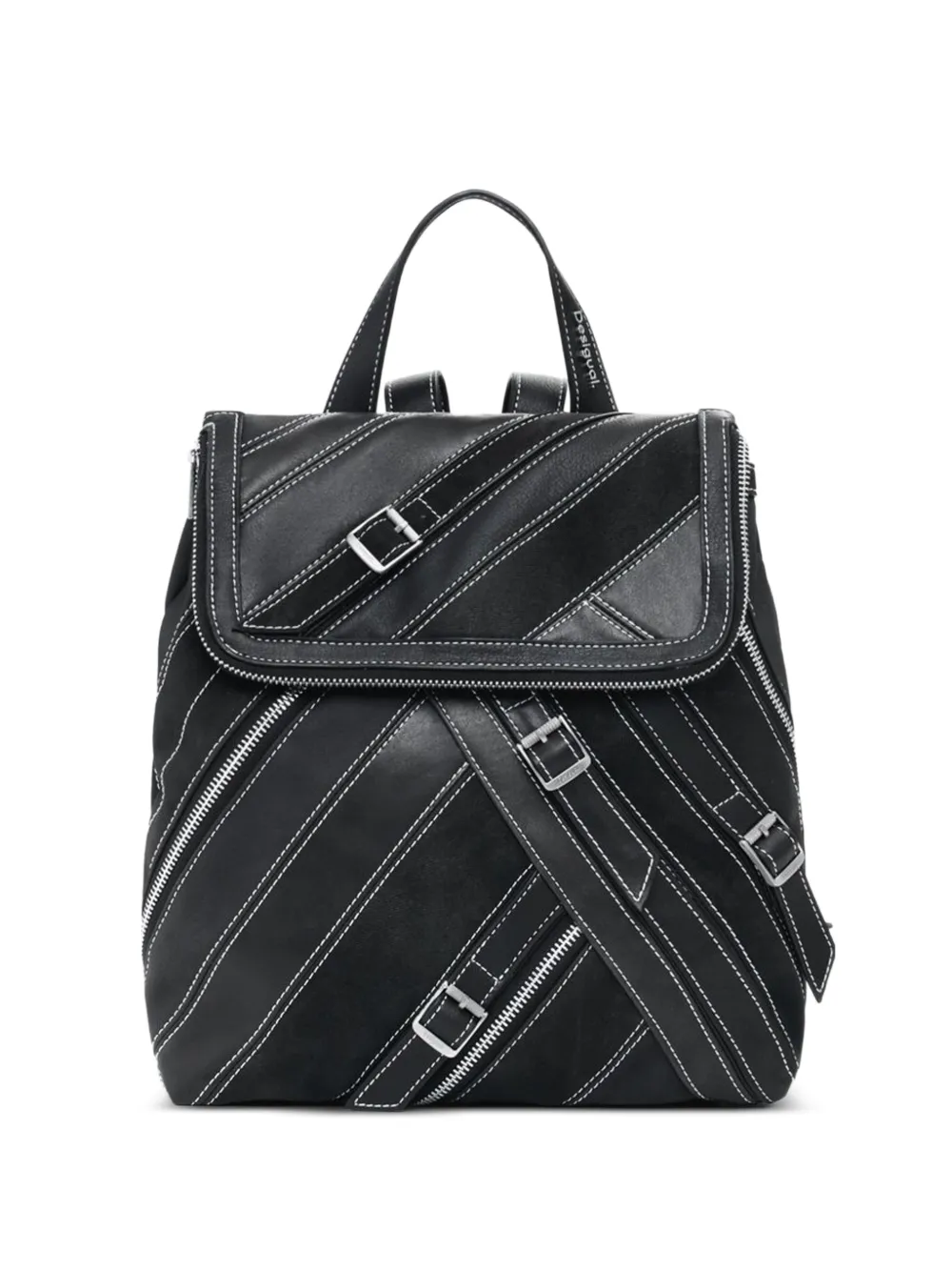 Desigual contrast-stitch buckle-detail backpack - Nero