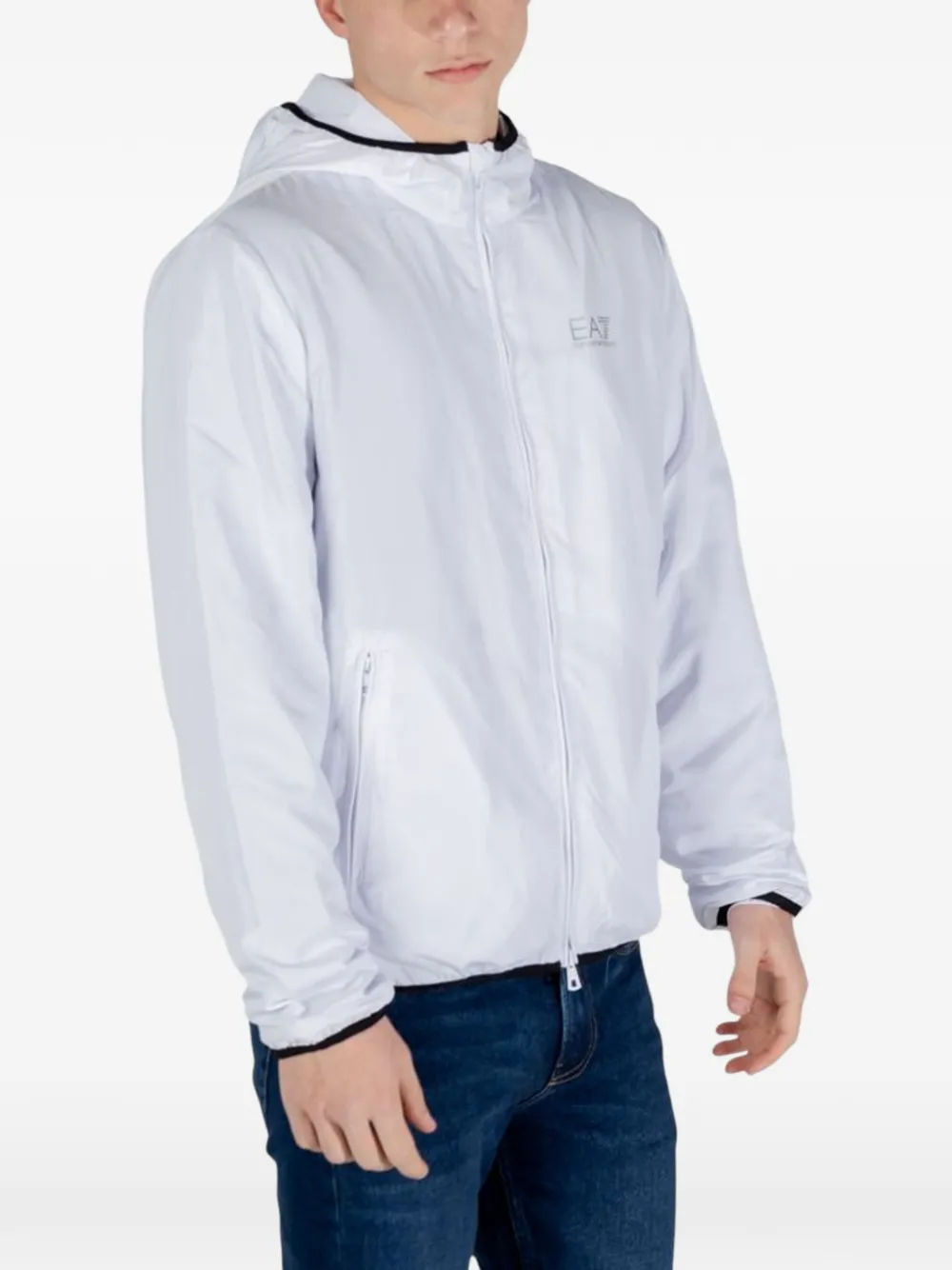 Ea7 Emporio Armani Jack met capuchon en logodetail Wit