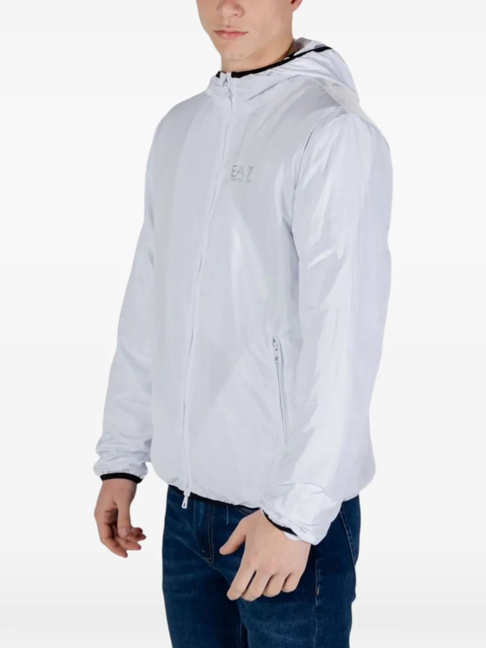 Ea7 Emporio Armani Jack met capuchon en logodetail Wit