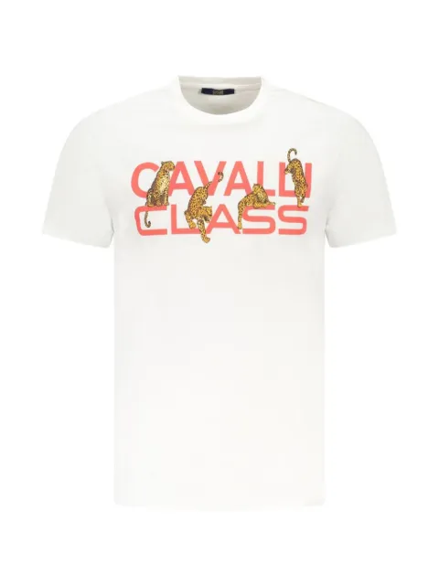 Cavalli Class leopard-print logo T-shirt