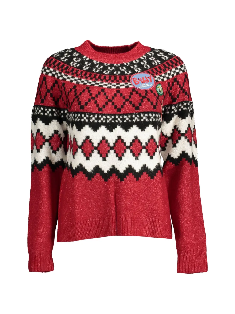 Desigual Fair Isle patch-detail sweater - Rosso