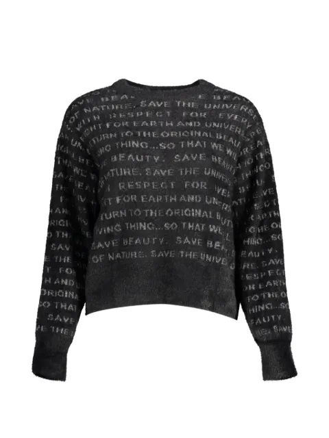 Desigual text-print fuzzy-knit sweater