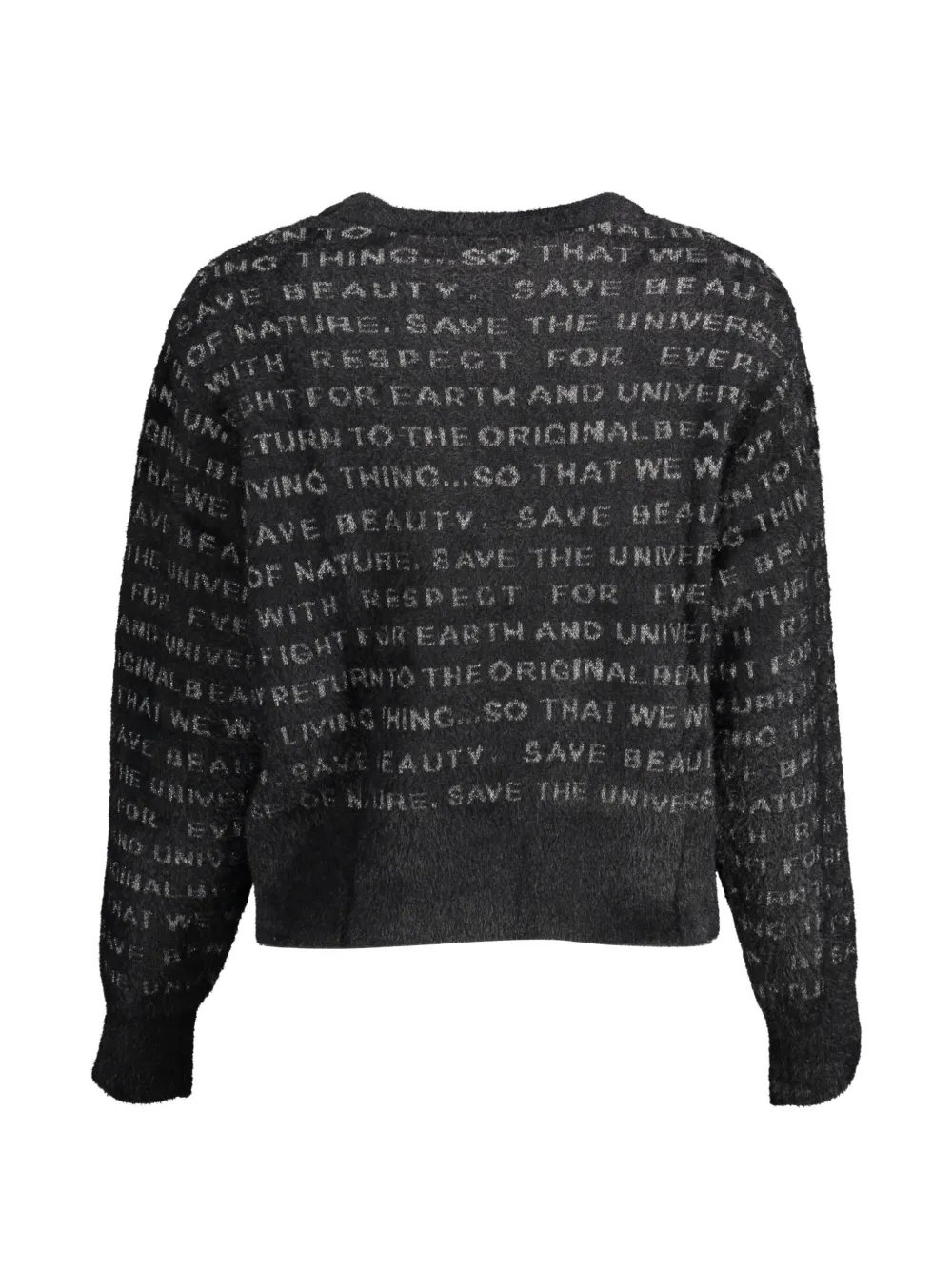 Desigual Pluizige trui met tekst Zwart