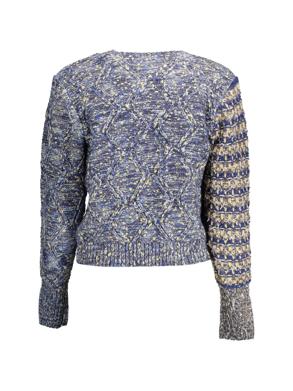 Desigual Kabelgebreide trui met patchwork Blauw
