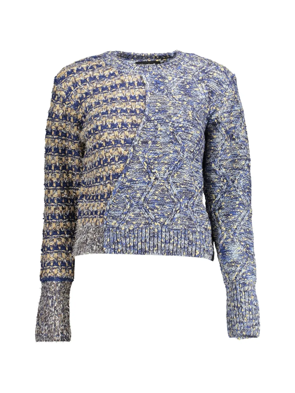 Desigual patchwork cable-knit sweater - Blu
