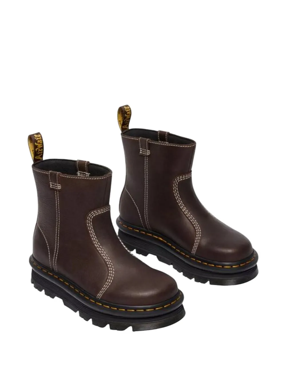 Dr Martens Zebzag Rigger contrast-stitch leather ankle boots Bruin