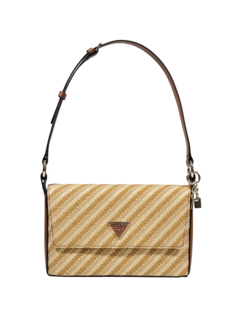 GUESS USA mini Simona diagonal-stripe shoulder bag - Toni neutri