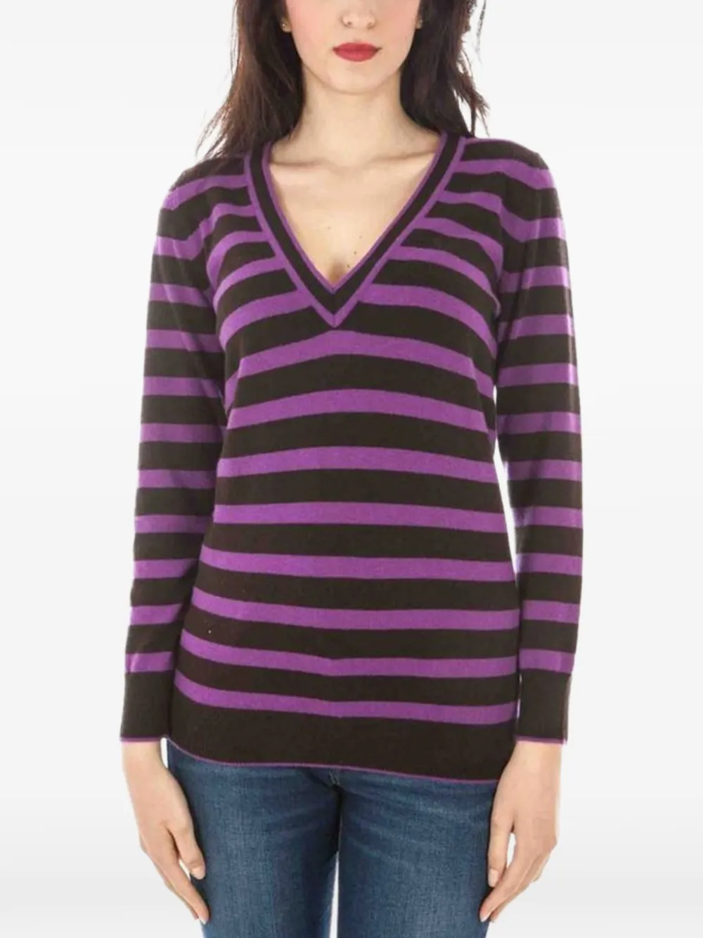 Fred Perry striped V-neck sweater - Braun