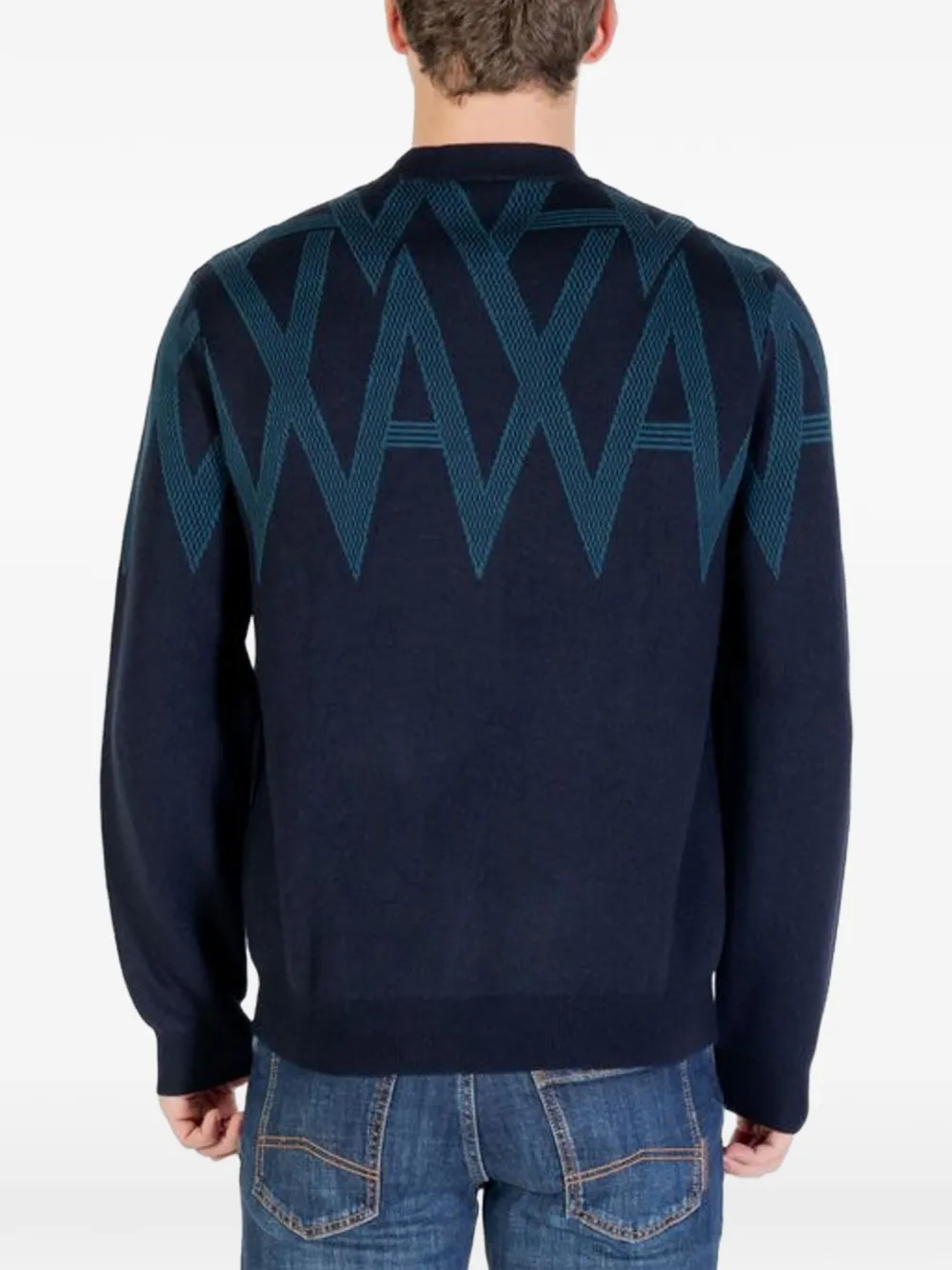 Armani Exchange logo-intarsia sweater Zwart