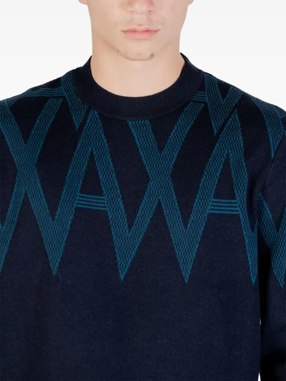 Armani Exchange logo-intarsia sweater Zwart