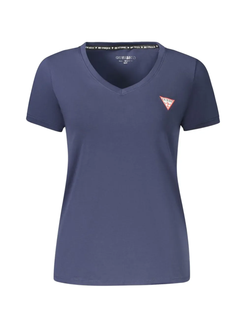 GUESS USA logo-patch V-neck T-shirt - Blu