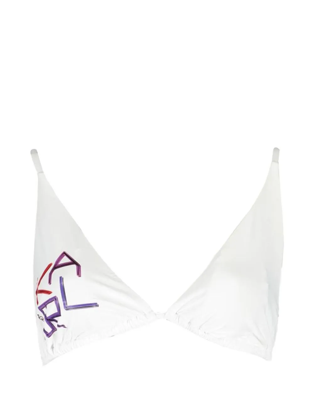 Karl Lagerfeld logo-print triangle bikini top - Bianco