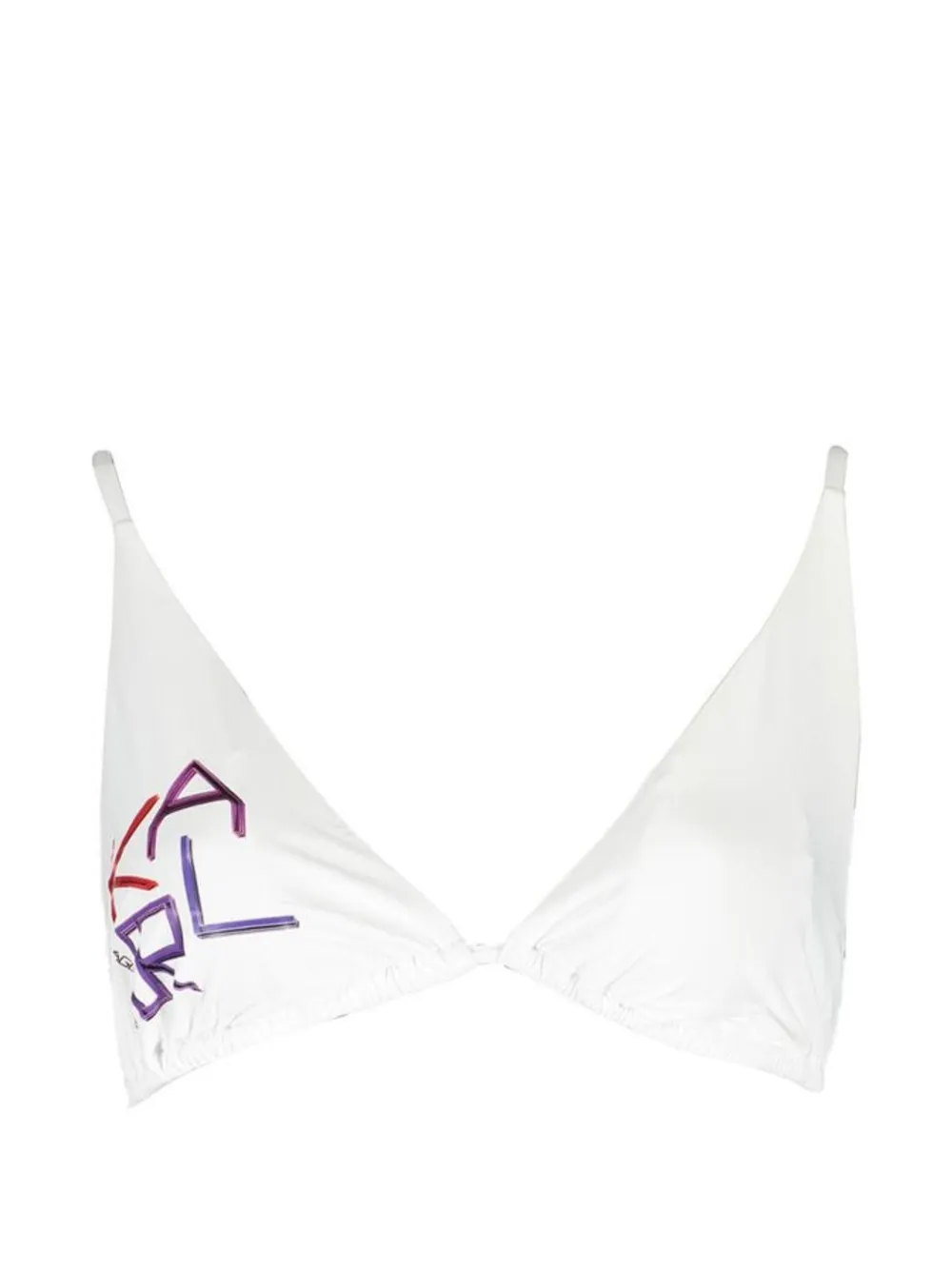 Karl Lagerfeld logo-print triangle bikini top - Bianco