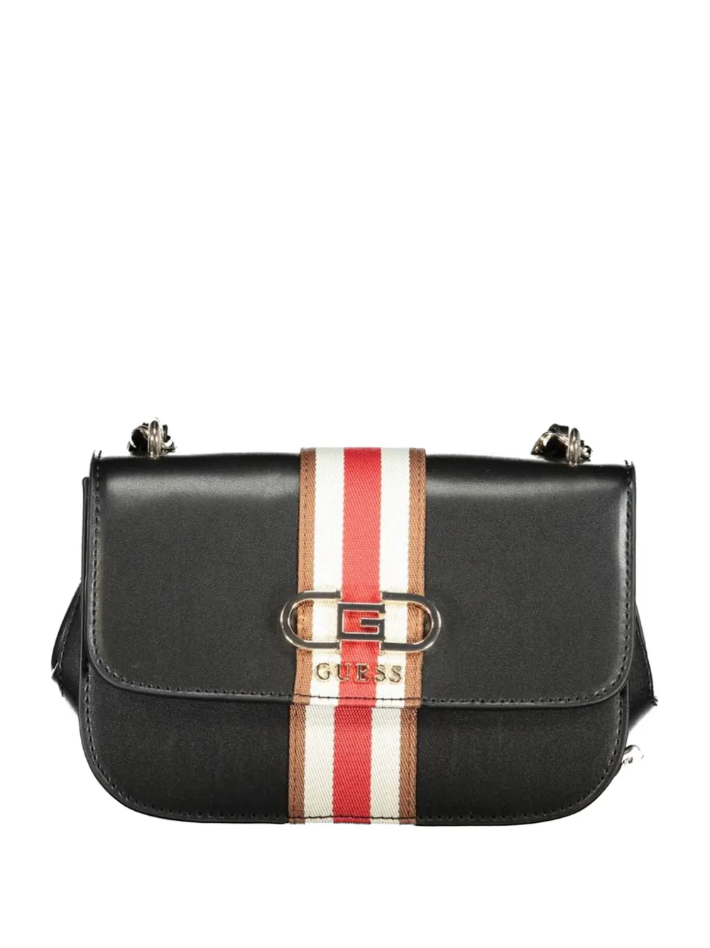 GUESS USA tricolour-stripe logo-plaque shoulder bag - Nero
