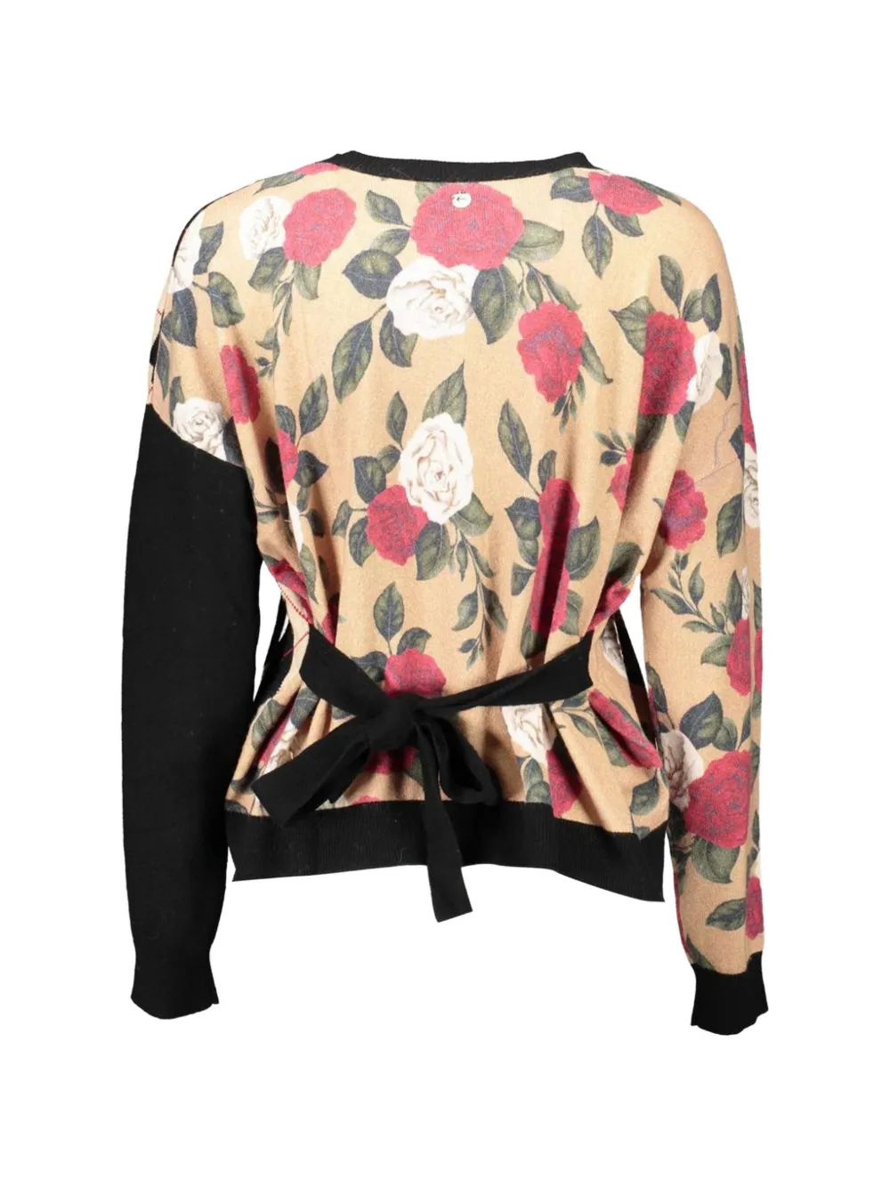 Blugirl Vest met bloemenprint en argyle vlak Beige