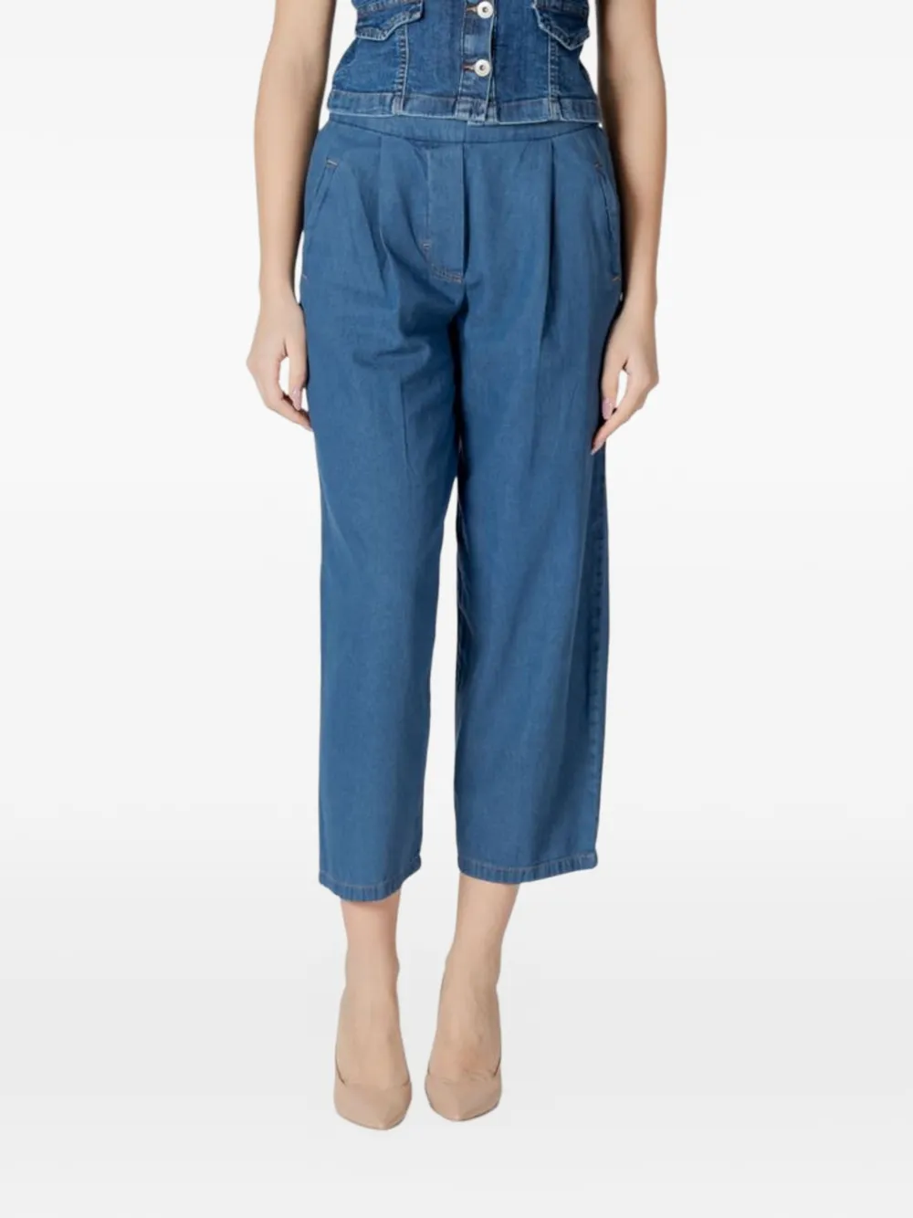 ICHI pleat-detail jeans - Blu