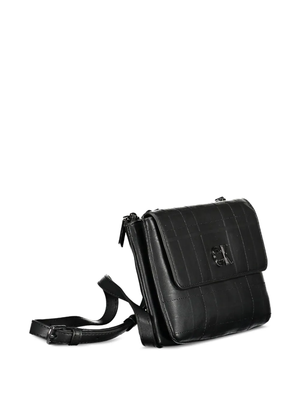 Calvin Klein Quilted Crossbody Bag in Black, view 3