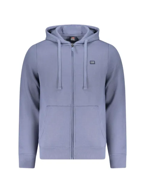 Norwegian Rain zip-up logo-patch hoodie