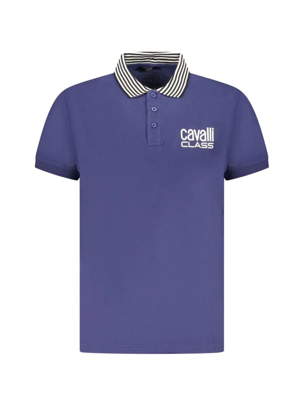 Cavalli Class striped-collar polo shirt - Violett
