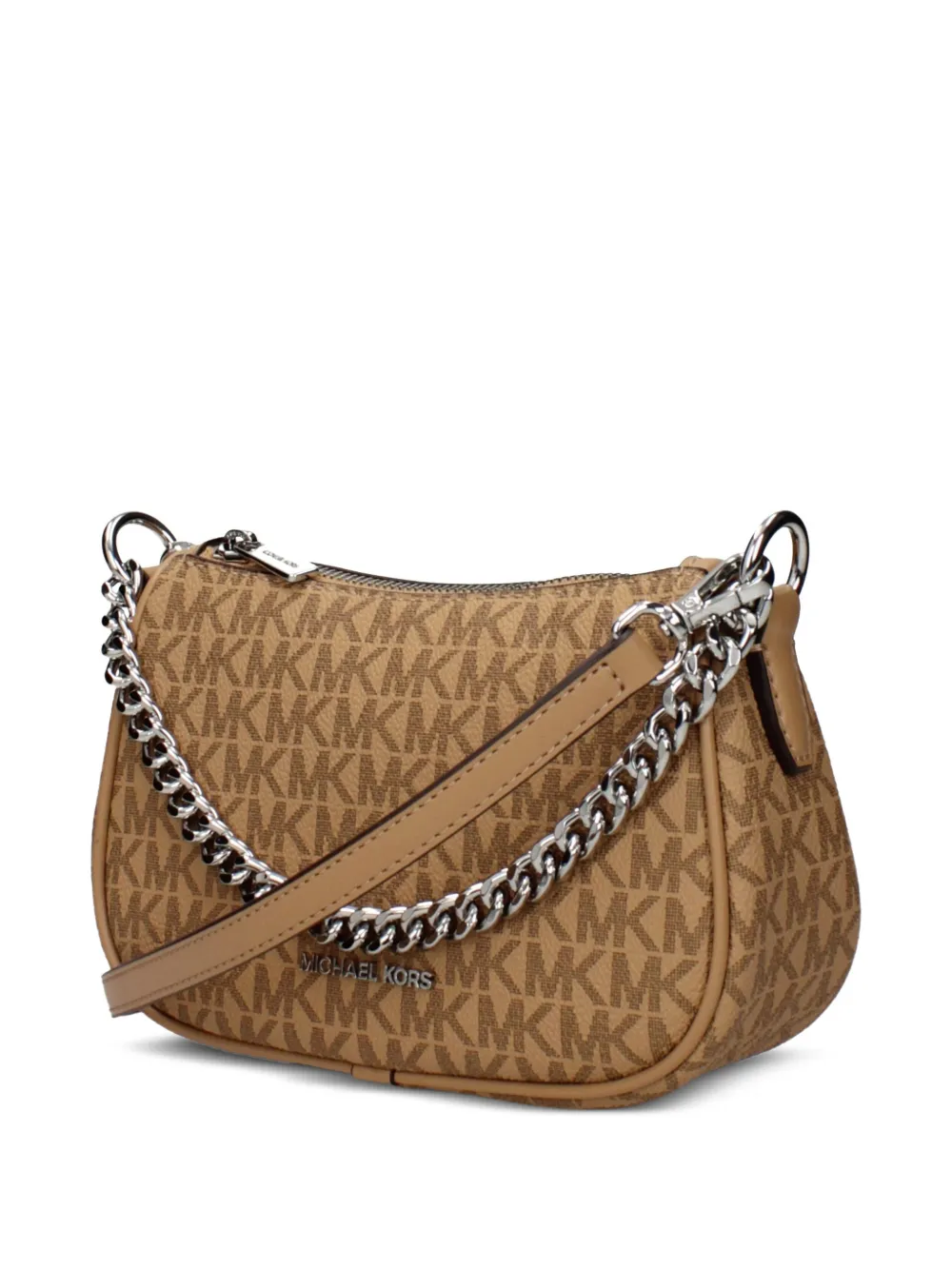 Michael Kors Shopper met monogram-print en schakelketting Beige