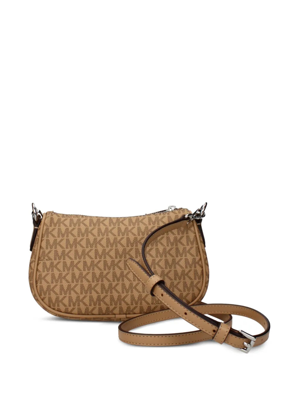 Michael Kors Shopper met monogram-print en schakelketting Beige
