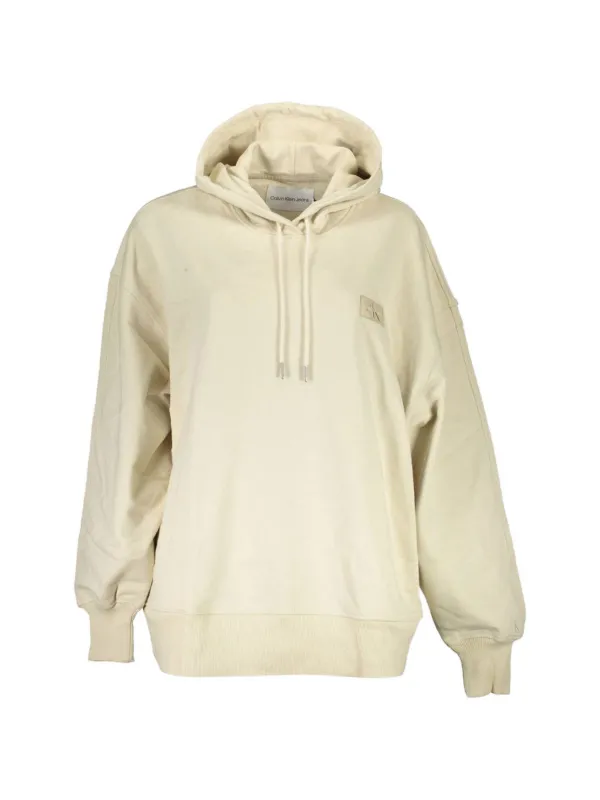 Calvin Klein Logo-patch Relaxed-fit Hoodie in Neutrals