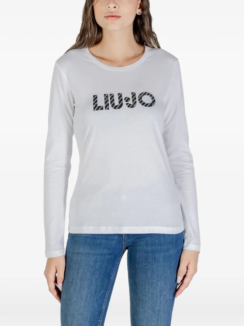 LIU JO rhinestone logo-print T-shirt - Weiß