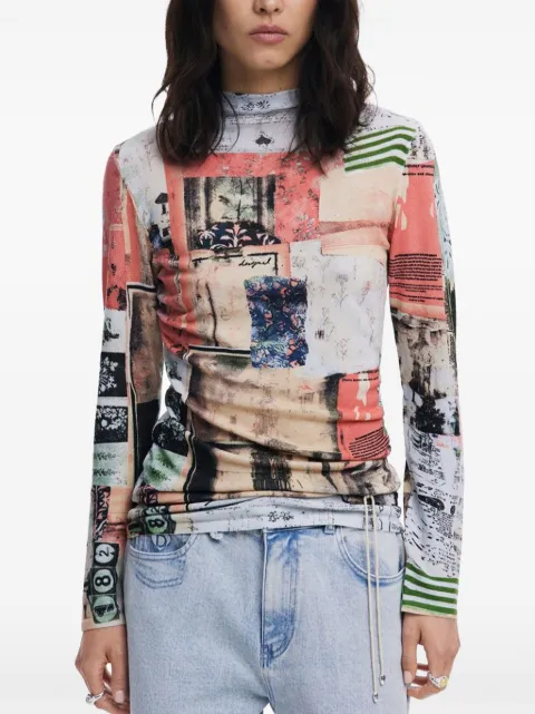 Desigual patchwork-print mock-neck top