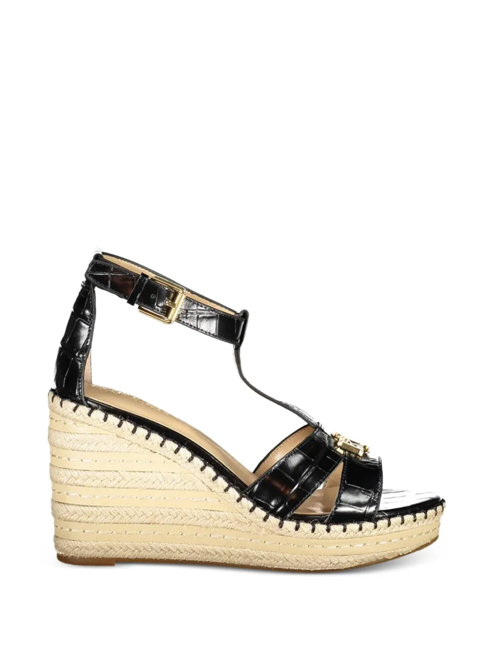 Lauren Ralph Lauren crocodile-effect espadrille sandals Zwart