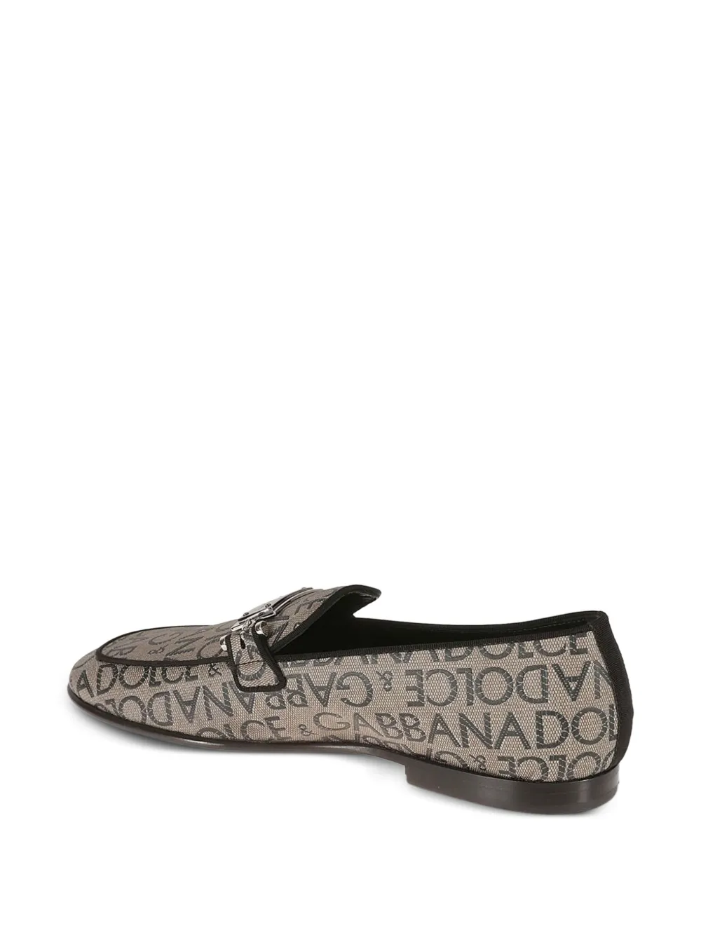 Dolce & Gabbana logo-print plaque loafers Beige