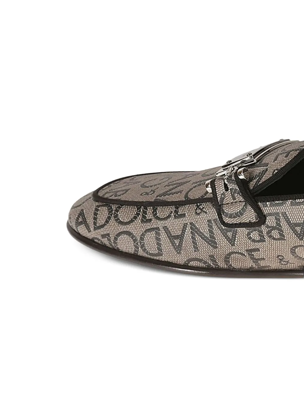 Dolce & Gabbana logo-print plaque loafers Beige