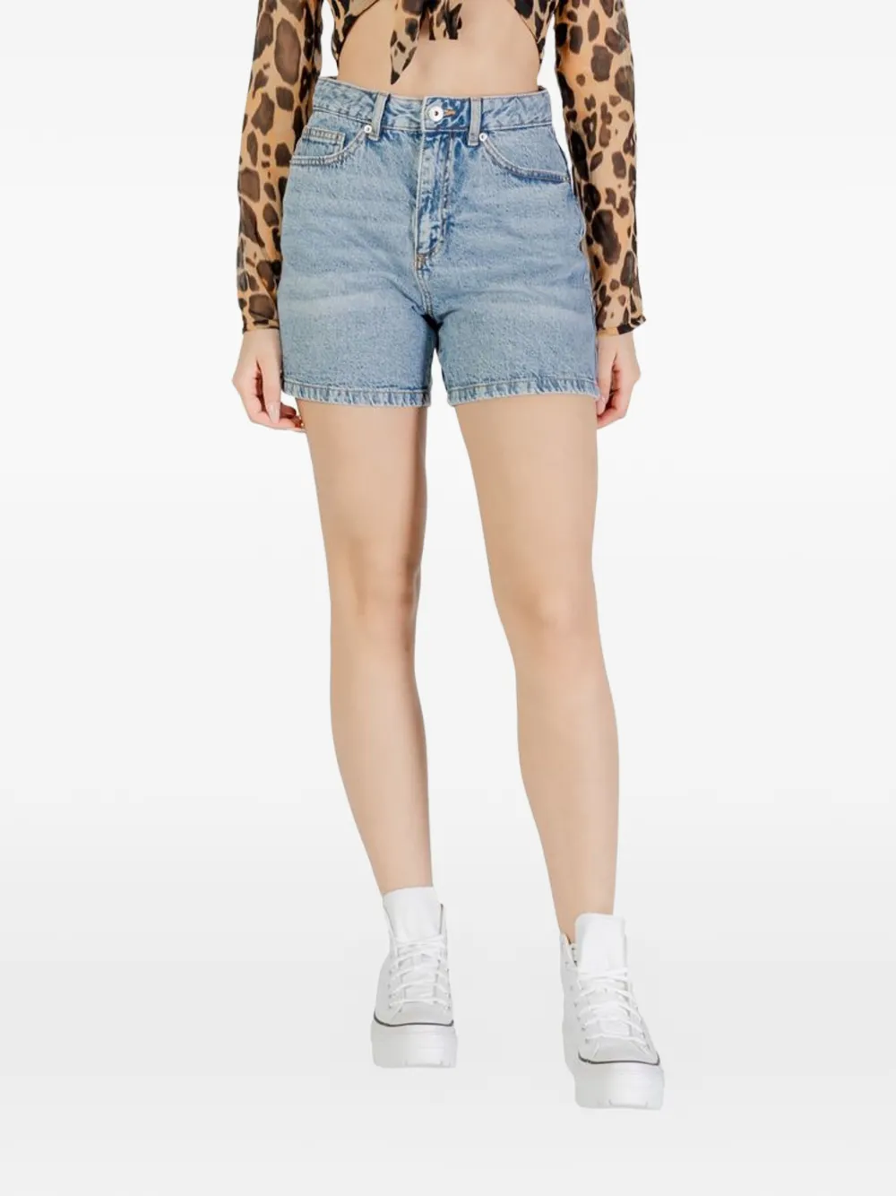 ICHI five-pockets denim shorts - Blu