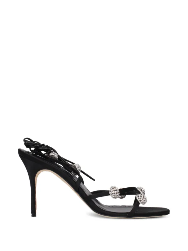 Manolo Blahnik Elsaka Crystal-embellished Sandals in Black
