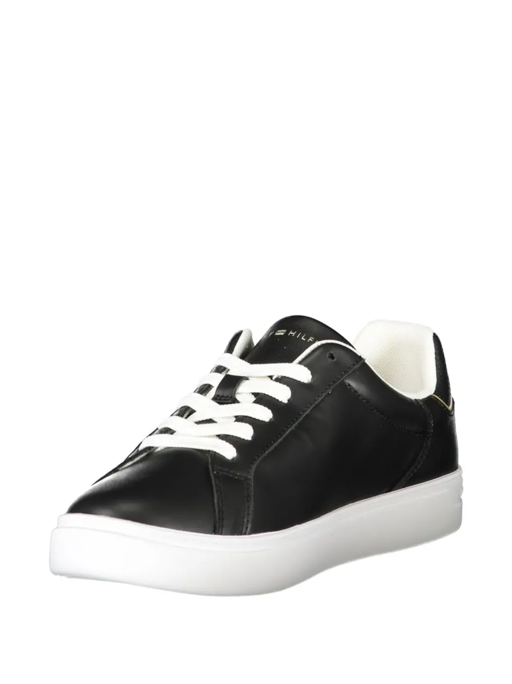 Tommy Hilfiger logo-print leather sneakers Zwart