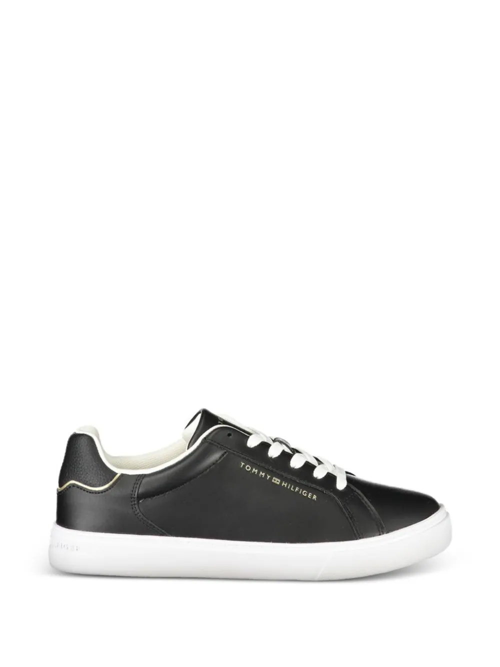 Tommy Hilfiger logo-print leather sneakers Zwart