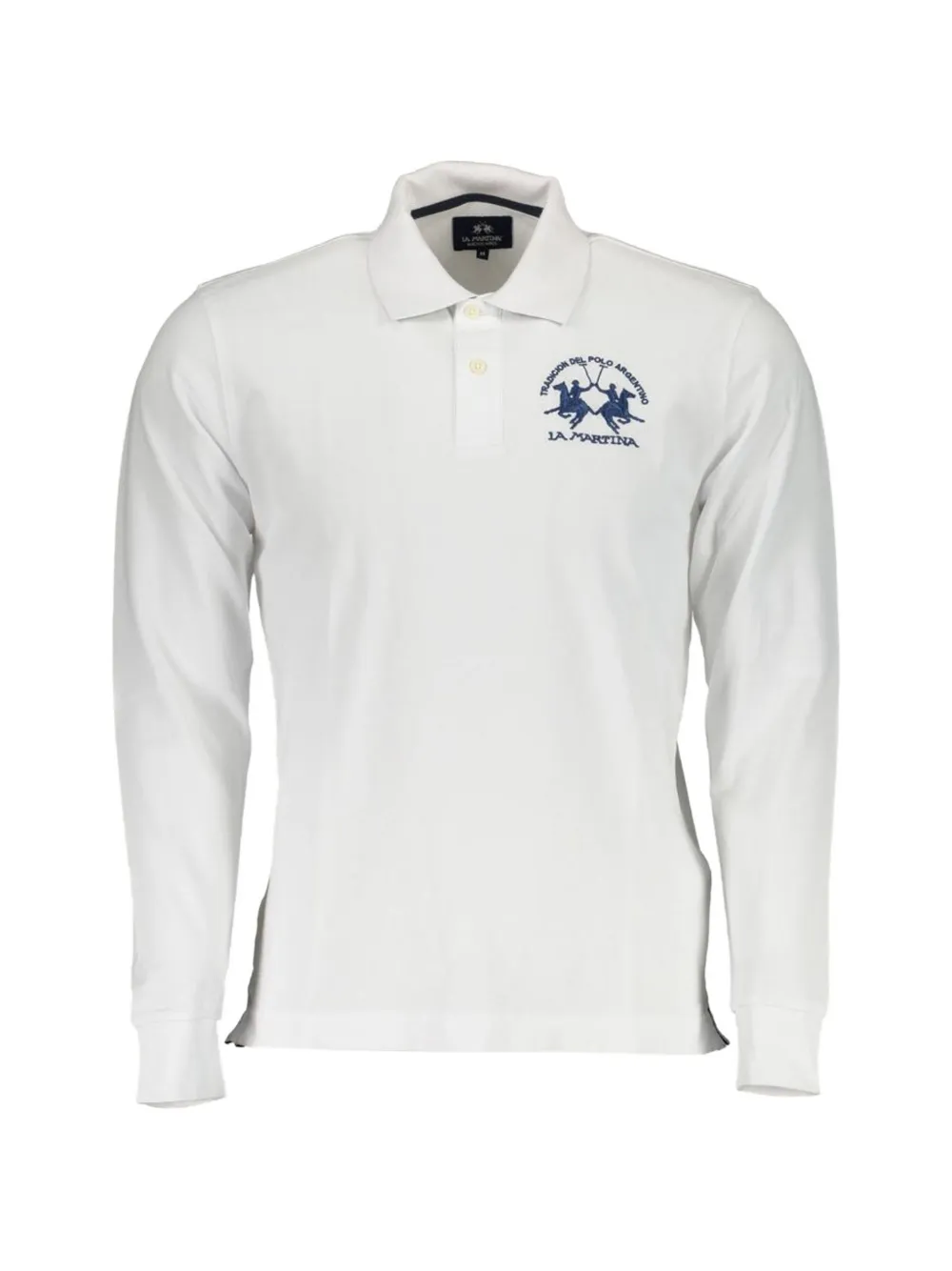 La Martina logo-embroidered long-sleeve polo shirt - Bianco