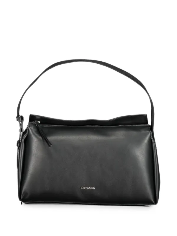 Calvin Klein Logo-jacquard Satchel Tote Bag in Black