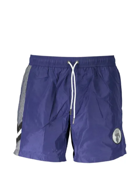 Karl Lagerfeld logo-patch striped swim shorts