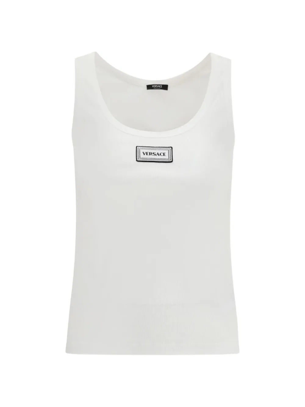 Versace logo-patch ribbed tank top - Weiß