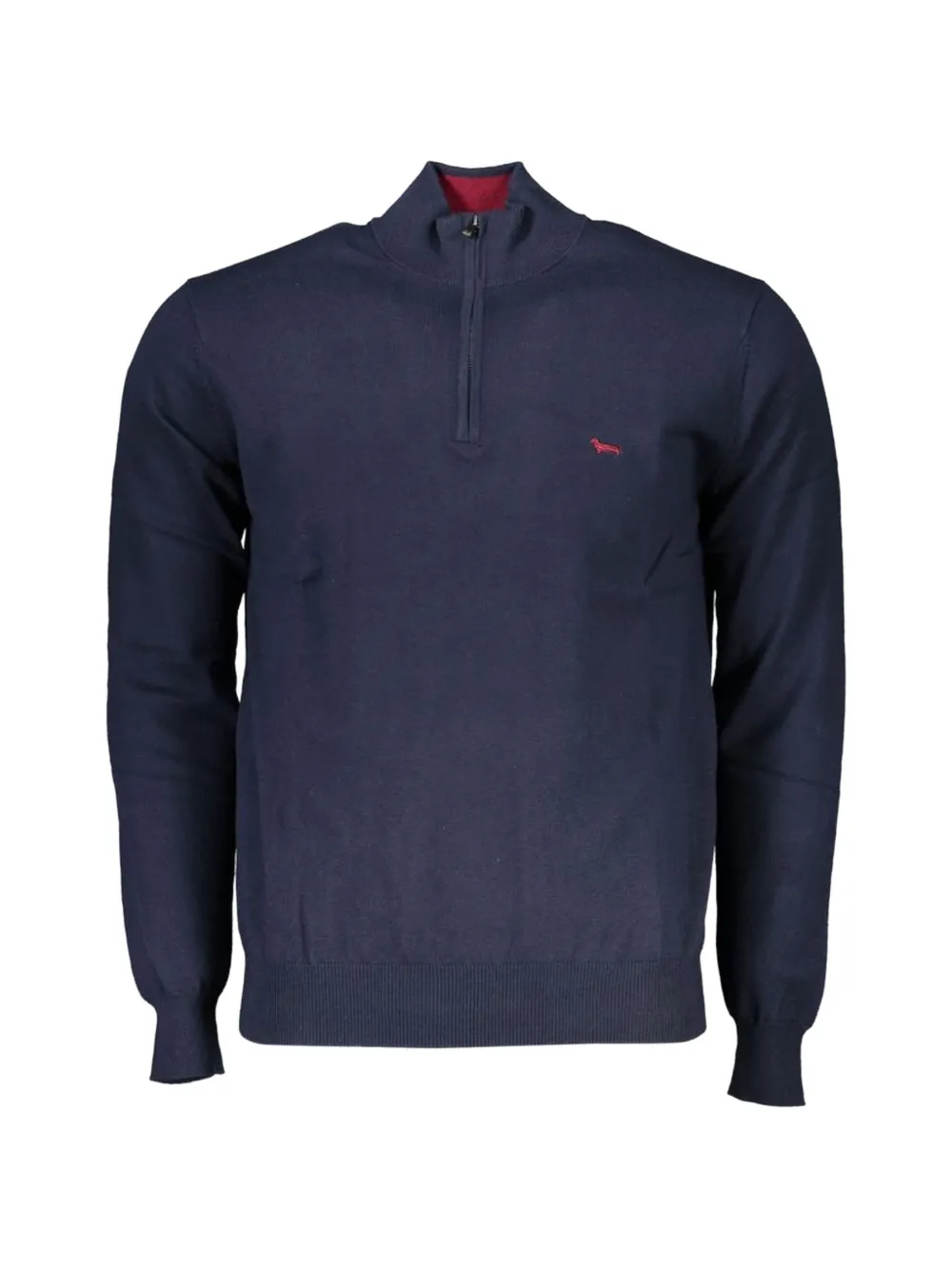 Harmont & Blaine Embroidered Half-zip Cotton Sweater In Blue