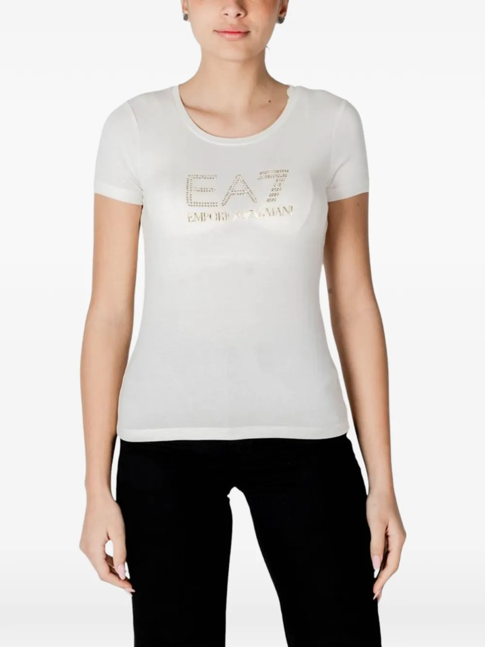 Ea7 Emporio Armani rhinestone-embellished T-shirt - Bianco