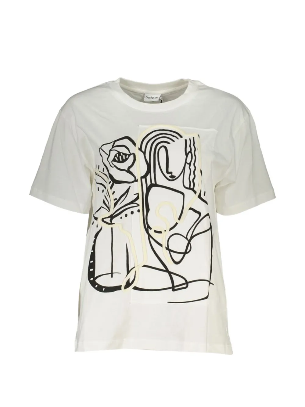 Desigual Abstract-print T-shirt In Neutral