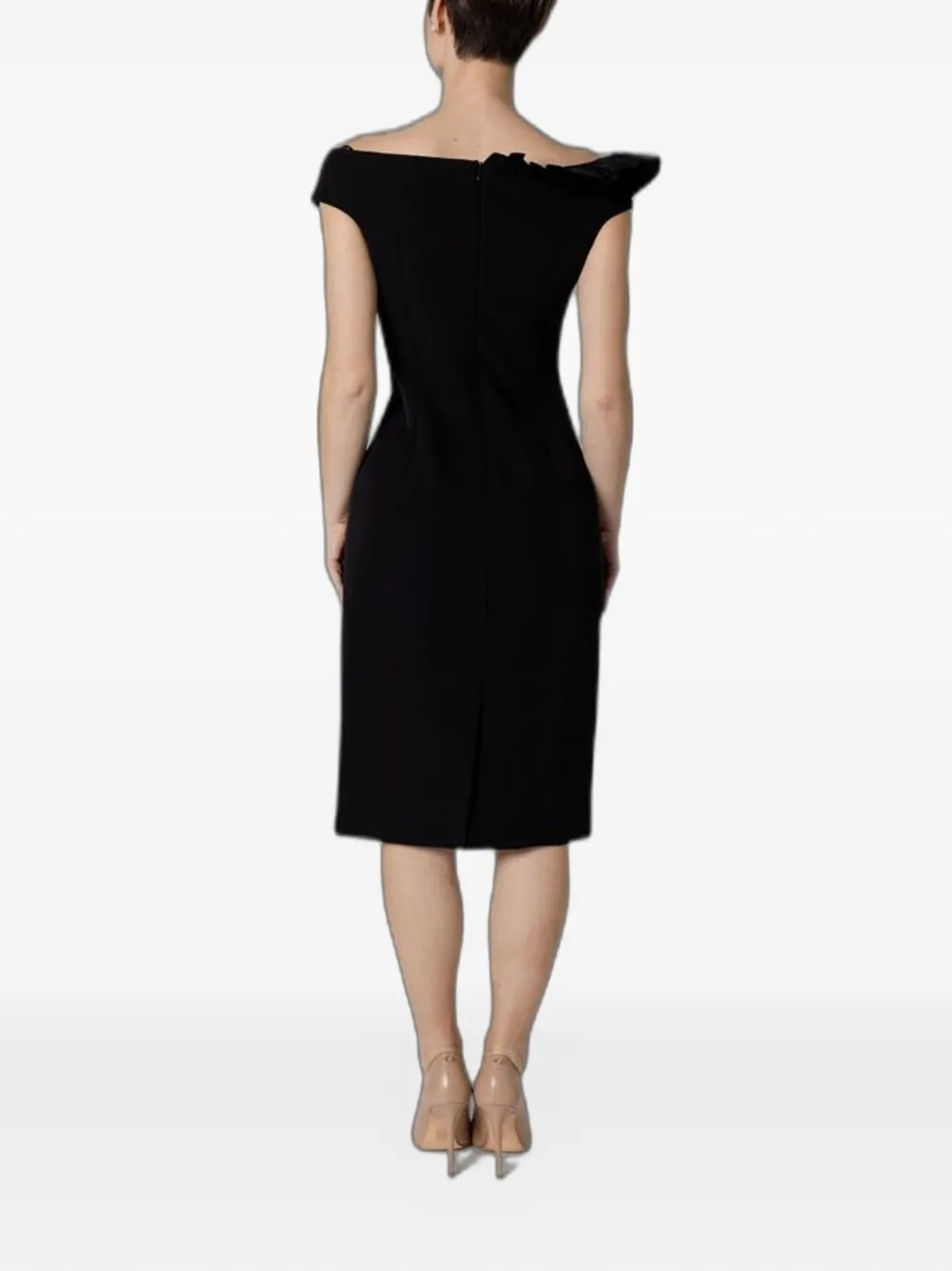 Sandro Ferrone Ruffle-detail Off-the-shoulder Dress In Black